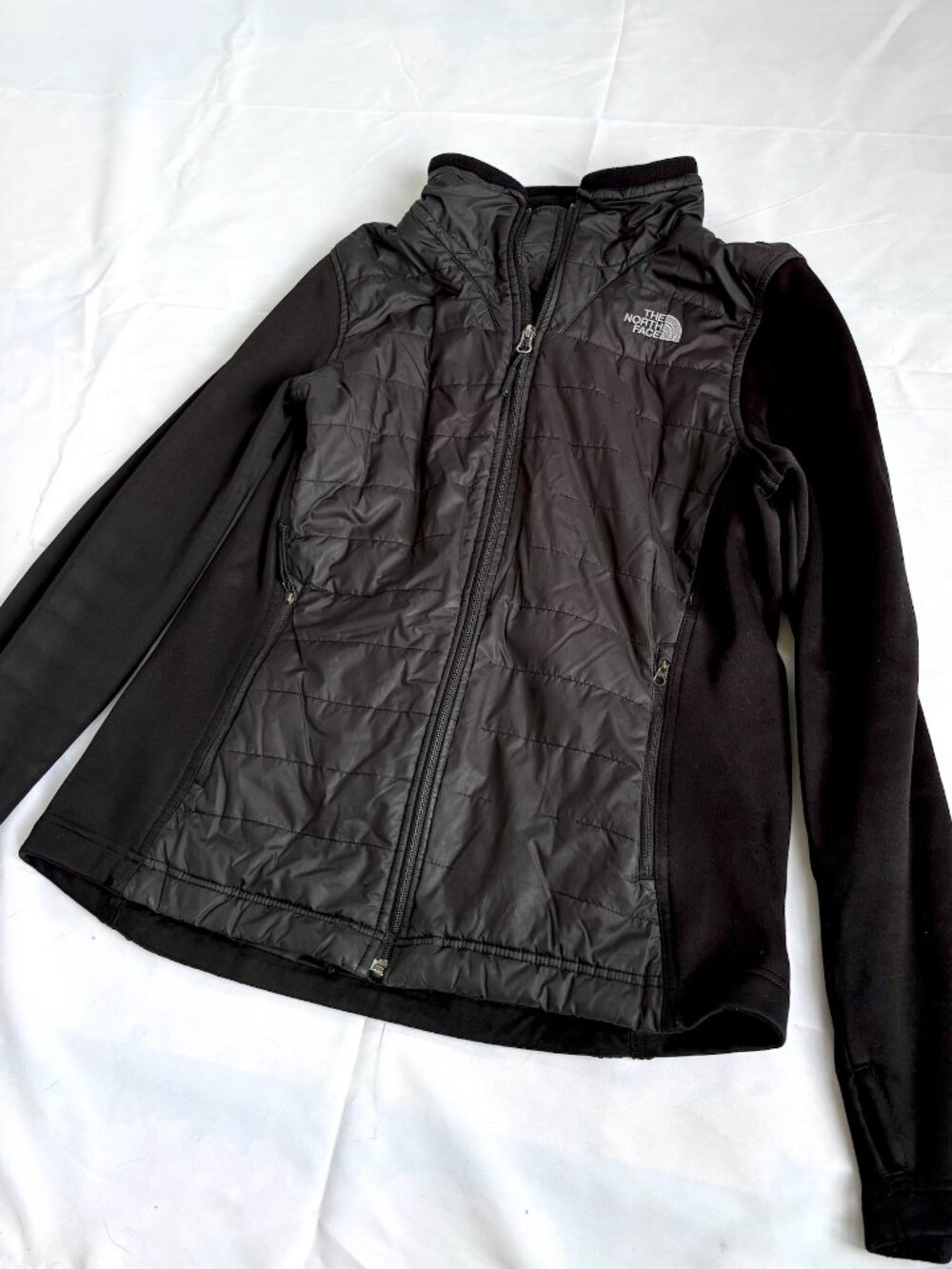 The North Face Black Hybrid Jacket Horizontal Quilted Insulation | Womens Size L